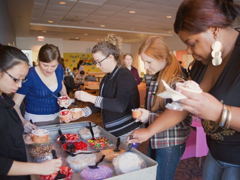 A sundae bar in the Rush University student lounge.